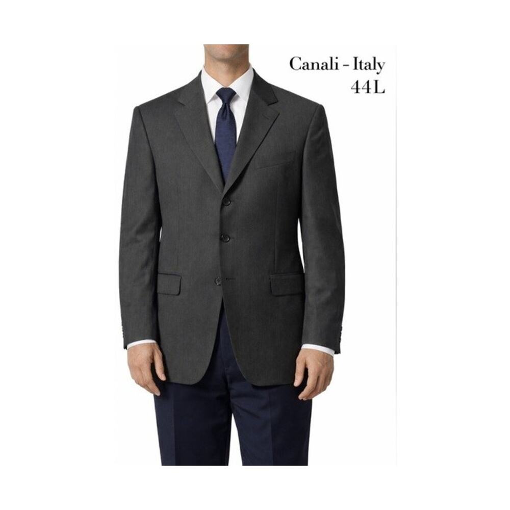 Canali Proposta Blazer Mens 44L EU 54L 100% Wool Made In Italy Gray Classic Luxe